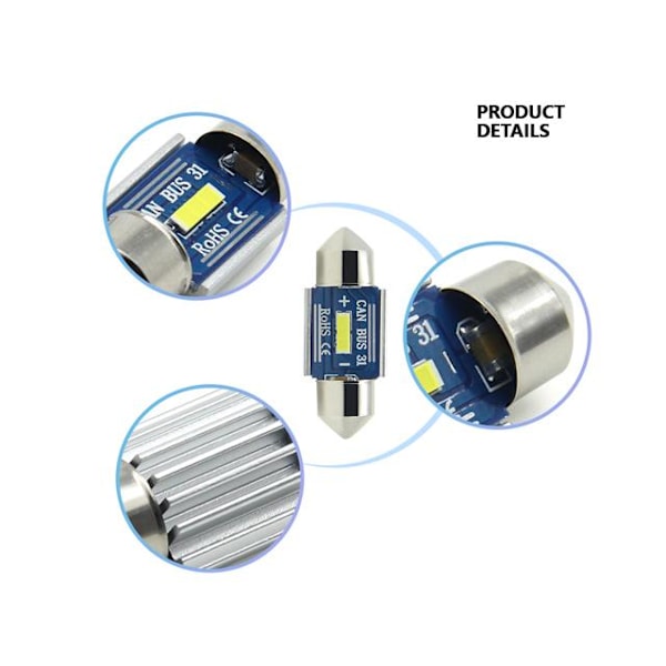 canbus c5w 36mm Led 400 lumen 6000K 2-pack festoon c10w Vit