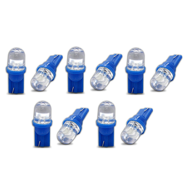 T10 w5w blå Led med 1st Flux-led chip 12v DC  10-pack