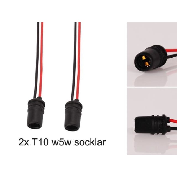 T10 w5w led / halogen kontakter / sockel fattning 2-pack mjuka Svart