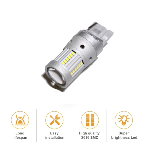 7440 6000K led lampor bromsljus backljus 2000 Lumen w21w T20 1-pack Silvergrå