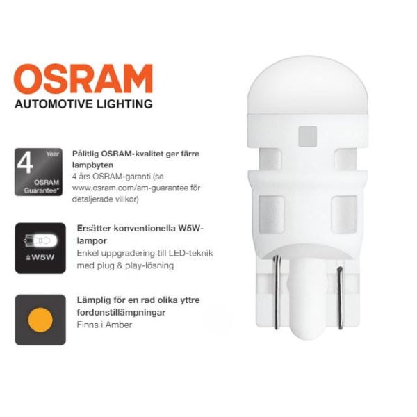 Osram t10 w5w gul - orange 2-pack led W2.1x9.5d amber Orange