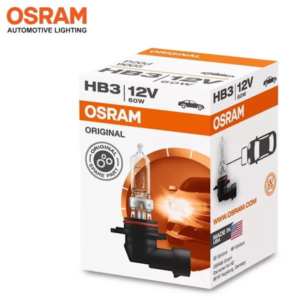 Osram HB3 9005 ORIGINAL 65w halogen lampor 12v DC   P20d  1st Metall utseende