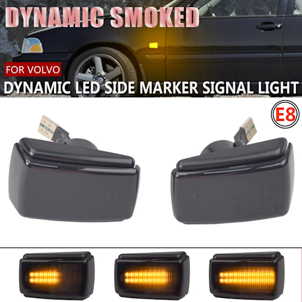 Led dynamisk dubbelradig blinkers Volvo 240 740 850 940 C70 V70 S40 S70 S90 Svart