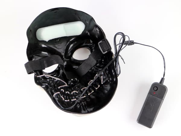 Mask dödskalle med Glowstrip Blå