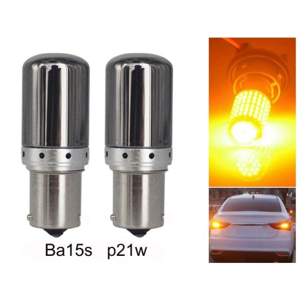 Ba15s gul blinkers Canbus led lampor 12v p21w 1156 diadem 2st Silvergrå