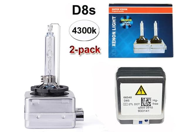 Xenonlampor D8S +50% 4300K PK32d-1 HID 2-pack