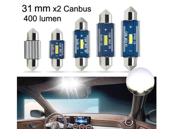 canbus c5w 31mm Led 400 lumen 6000K 2-pack Vit