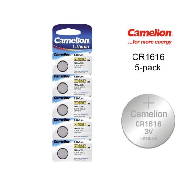 CR1616 5-pack Lithium batterier Camelion CR 1616 3V batteri Silver