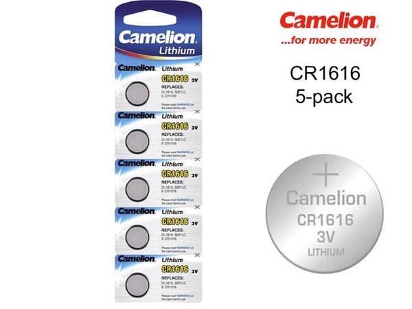 CR1616 5-pack Lithium batterier Camelion CR 1616 3V Silver