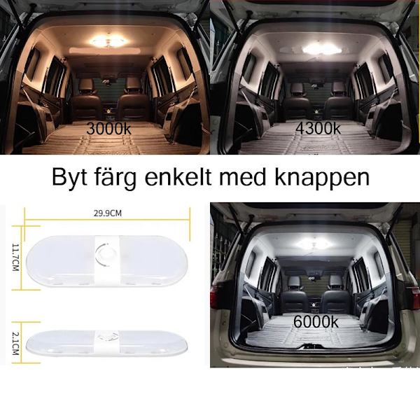 Led dimbar innerbelysning 12-24v 180-ledchip 3 olika vita färger Vit