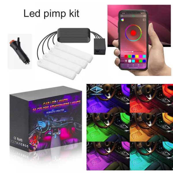 Led pimpkit med App.kontroll styling set med 4 ledmoduler multifärg