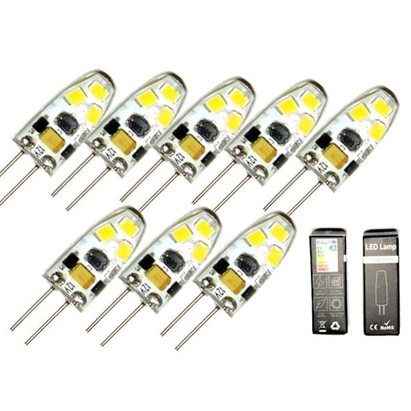 G4 1,5w dimbar 12v DC + AC Led lampa 3100K varmvit G-4 8-pack Varm vit