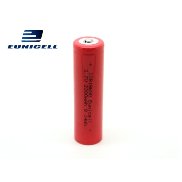 ICR 18650 2200mAh laddningsbart batteri bra kapacitet Röd