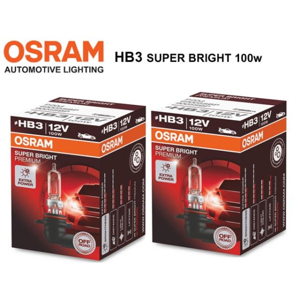 Osram HB3 SUPER BRIGHT halogen premium lampor 12v DC P20d 9005 Metall utseende