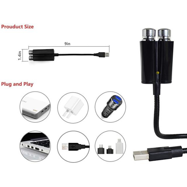 Led stjärnhimmel röd + lila USB  flash + voice + breath multifärg