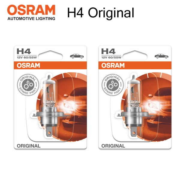 Osram H4 ORIGINAL 55/60w halogen lampor 12v DC P43t Metall utseende