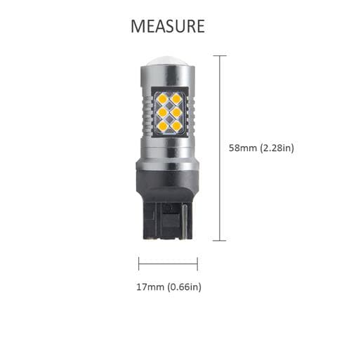 T20 w21w 6000k 2-pack Ledlampor chip 7440 w3x16d Silvergrå