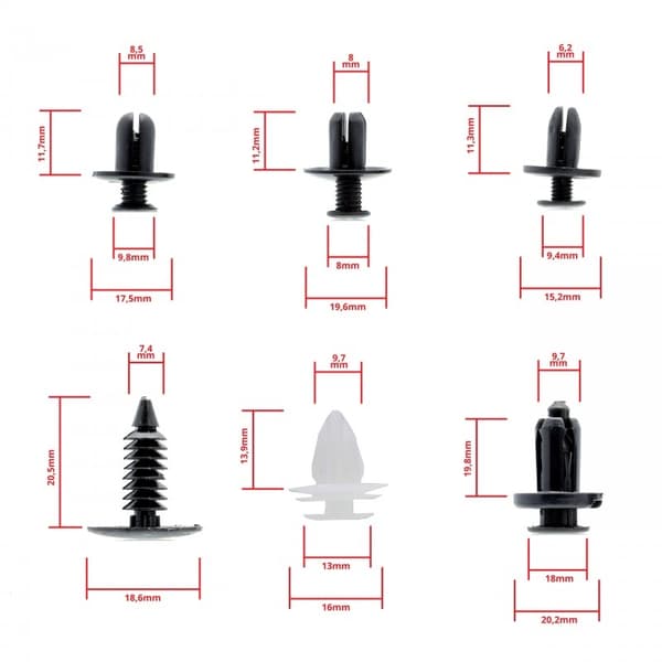 Interiörclips plastclips till fordon 100st vanliga modeller