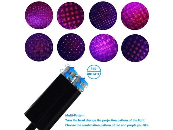 Led stjärnhimmel röd + lila USB  flash + voice + breath