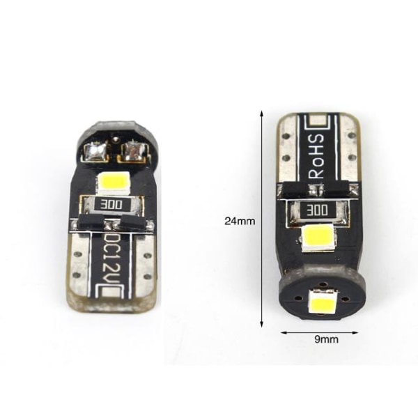 T10 w5w Canbus Gul 2-pack Led lampor med 3st 2835smd chip Gul