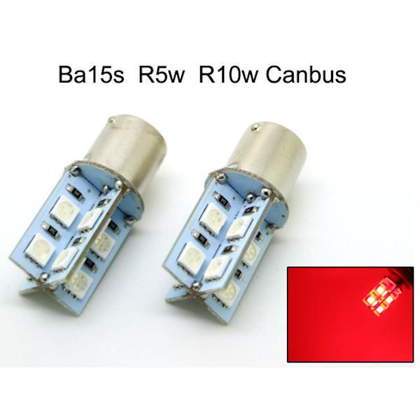 Ba15s Röd r5w canbus r10w Led med 16st 5050smd 2-pack Silvergrå