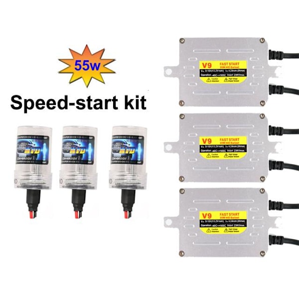 Xenon 3-pack 55W D2y D2h 6000k kit Speed start xenonkit NBB
