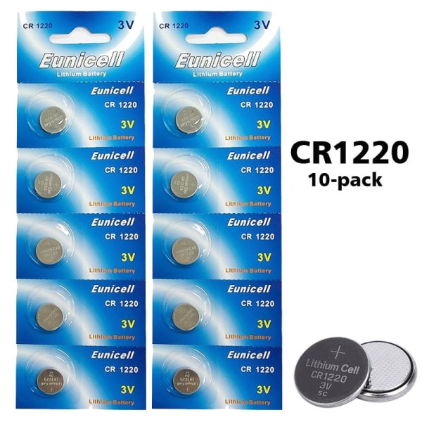 CR1220 10-pack Lithium batterier CR 1220 3V batteri 10st