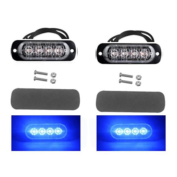 markeringsljus blåa blixtljus ledlampor blå 2-pack 12v 24v led Blå