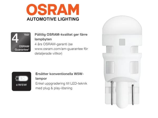 Osram t10 w5w röd 2-pack led W2.1x9.5d Röd