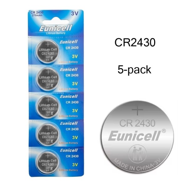 CR2430 5-pack Lithium batteri CR 2430 3V Eunicell batterier .