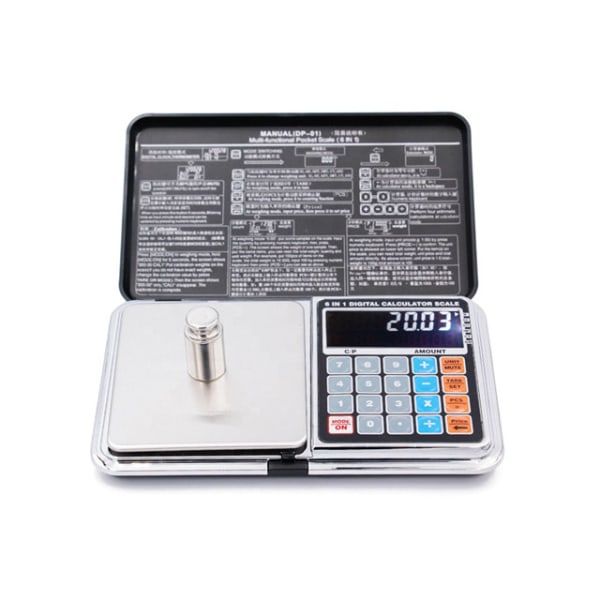 Digital våg 6 in 1 500g pocketscale Ultrakompakt design Svart