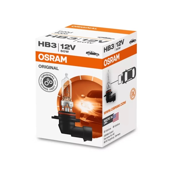 Osram HB3 9005 ORIGINAL 65w halogen lampor 12v DC   P20d  1st Metall utseende