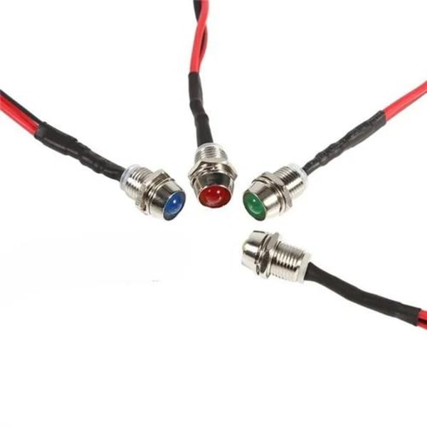8mm olika diodlampor för infällning panel 4-pack varningslampor multifärg