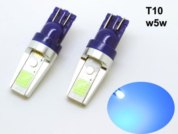 T10 w5w isblå LED-lampor, Canbus med COB chip, 2-pack.