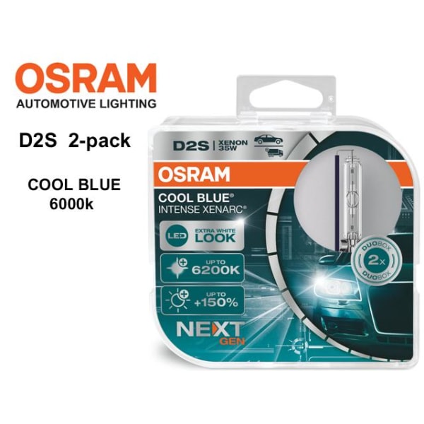 Osram D2S 35W 6000k +150% 2-pack COOL BLUE INTENCE  xenon lampor multifärg