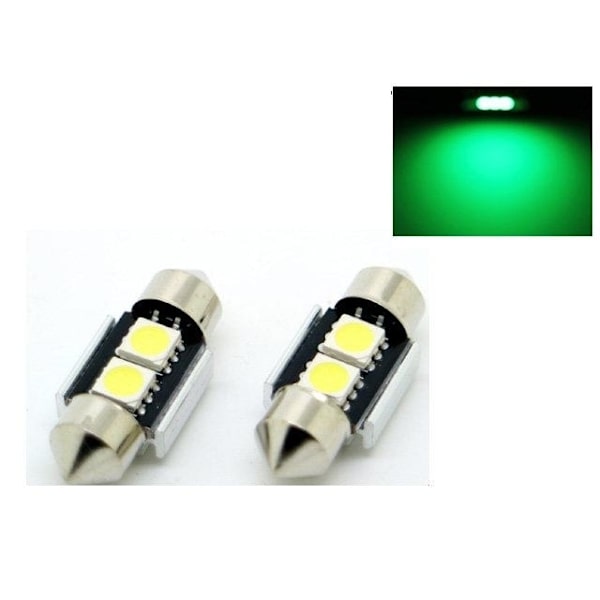 C5W Canbus 31mm Grön Led spollampor SV8.5 2-pack Green 31mm Gröna 2-pack