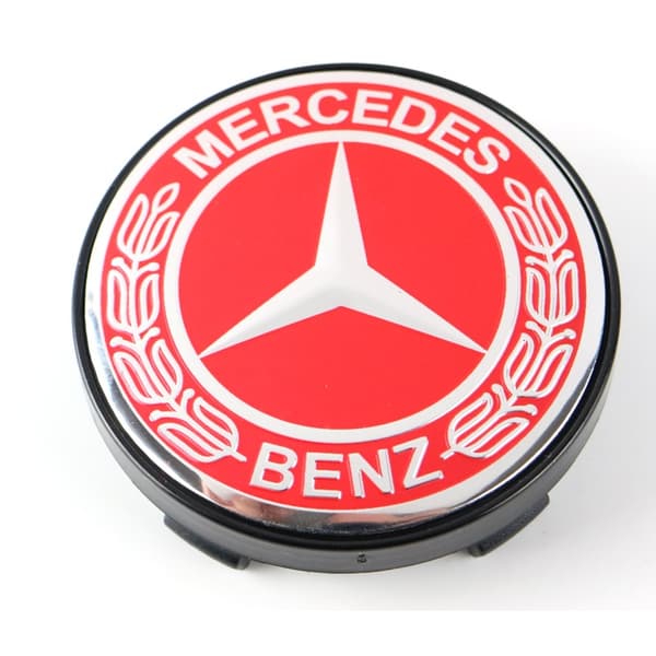 Mercedes röda centrumkåpor till fälgarna 60mm passar 57mm hål 4-pack