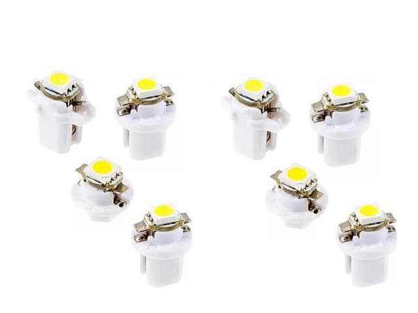 B8,5d 6000K LED-lampor, 8-pack, instrumentpanelslampa, 12V Vit