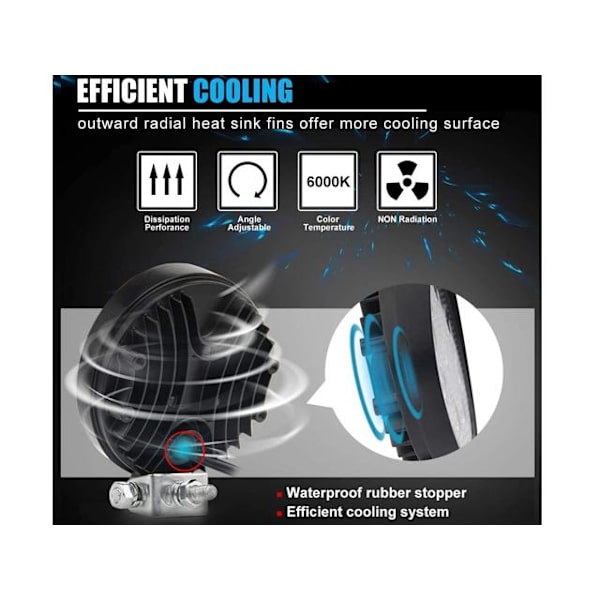 2x 42w Led 2800 lum arbetsljus - backljus 12v - 24v 6000K flood Svart