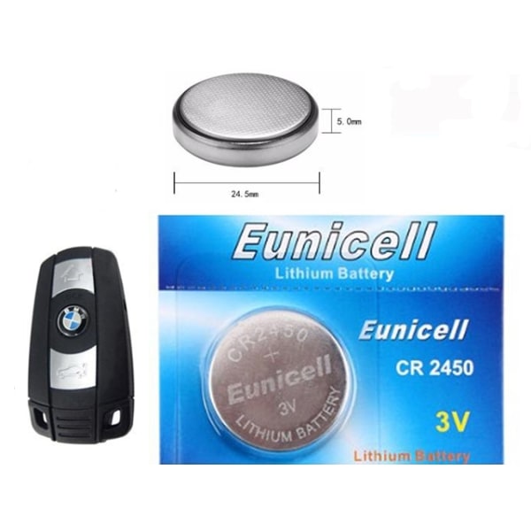 CR2450 5-pack Lithium batteri CR 2450 3V Eunicell batterier