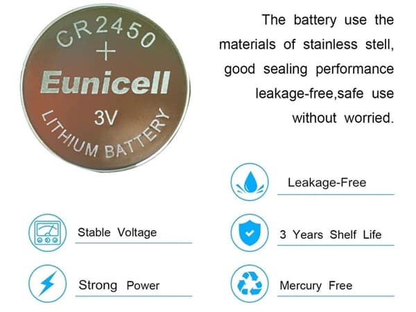 CR2450 5-pack Litiumbatteri 3V Eunicell