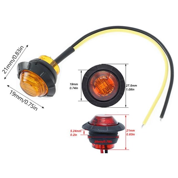 Markeringsljus 8st position Amber ledlampor 2-pack 12v led Orange