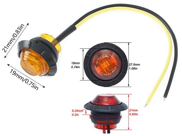Markeringsljus, positionsljus, 8-pack, ravfarve, LED-lampor, 12V Orange