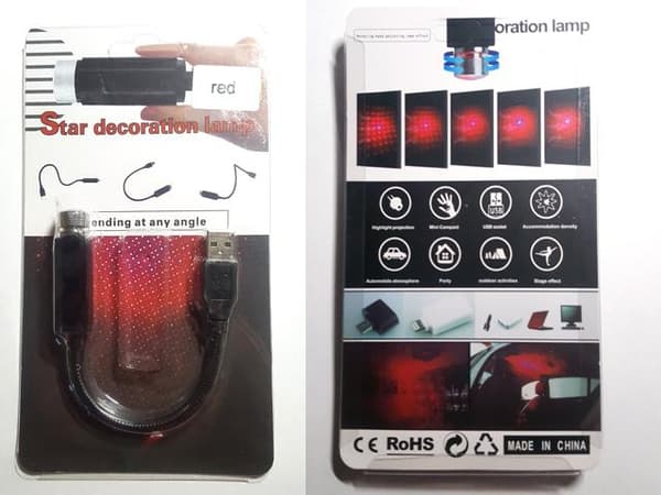 LED stjärnhimmel, röd, olika mönster 5V 100mV 28cm USB