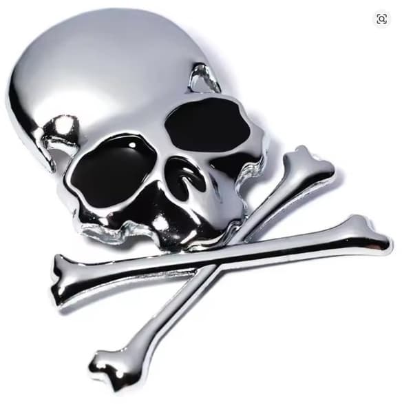 Emblem Krom Dödskalle 7 x 6cm 1-pack