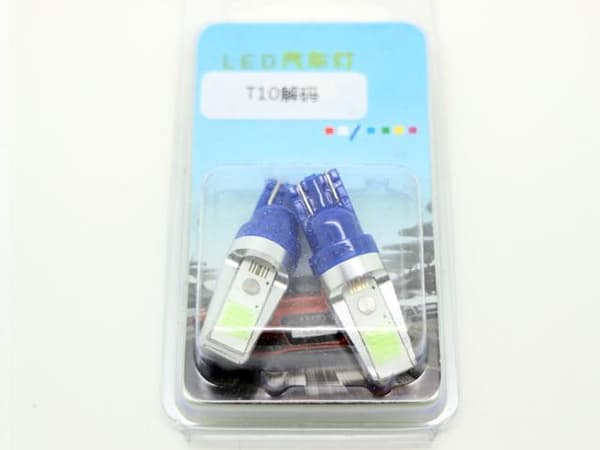 T10 w5w isblå LED-lampor, Canbus med COB chip, 2-pack.