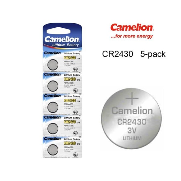 CR2430 5-pack Lithium batteri CR 2430 3V Camelion batterier