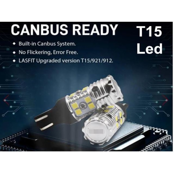 T15 W16W 921 912 906 backljus Led 1900 lumen 6000K 2st