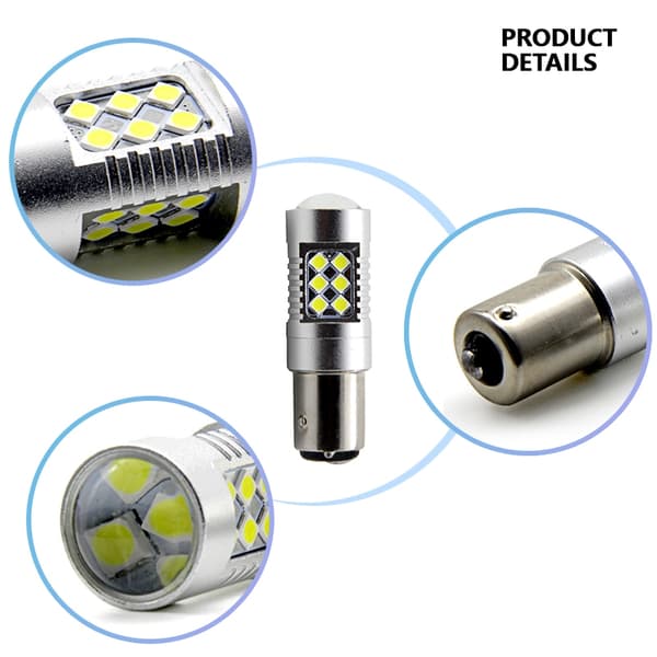 Ba15s  p21w Röd Led med 24st 2835smd ledchip 2-pack bromsljus Silvergrå