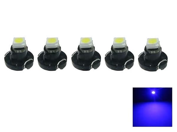 T4.2 T4 Neo Wedge med blåa LED-chip, instrumentbelysning,  5-pack Blåa 5-pack